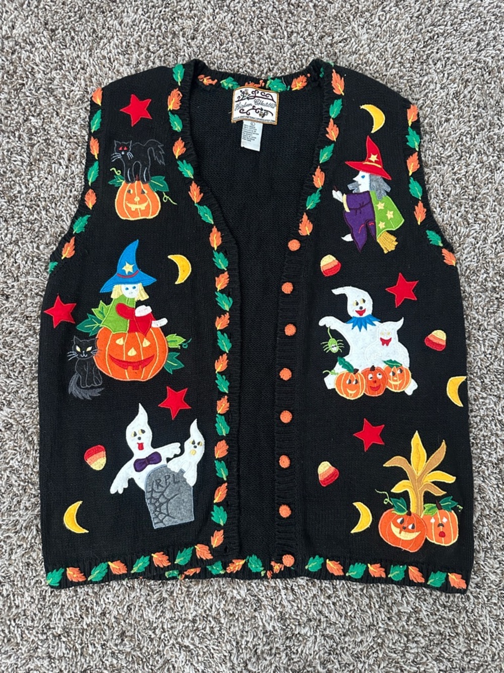 Vintage Heirloom Collectibles Halloween Vest - Ramie and Cotton Blend